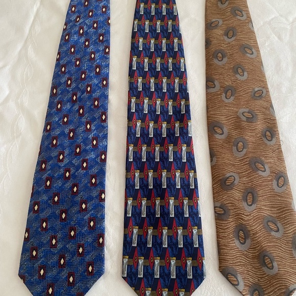 Stylish Men's 3 Silk Tie Set - Blue, Multicolor, Brown #1 - Picture 9 of 9
